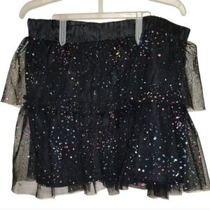 Piper Faves Layered Black Tulle Skirt Girls Size M7/8 Glitter Elastic Waistband